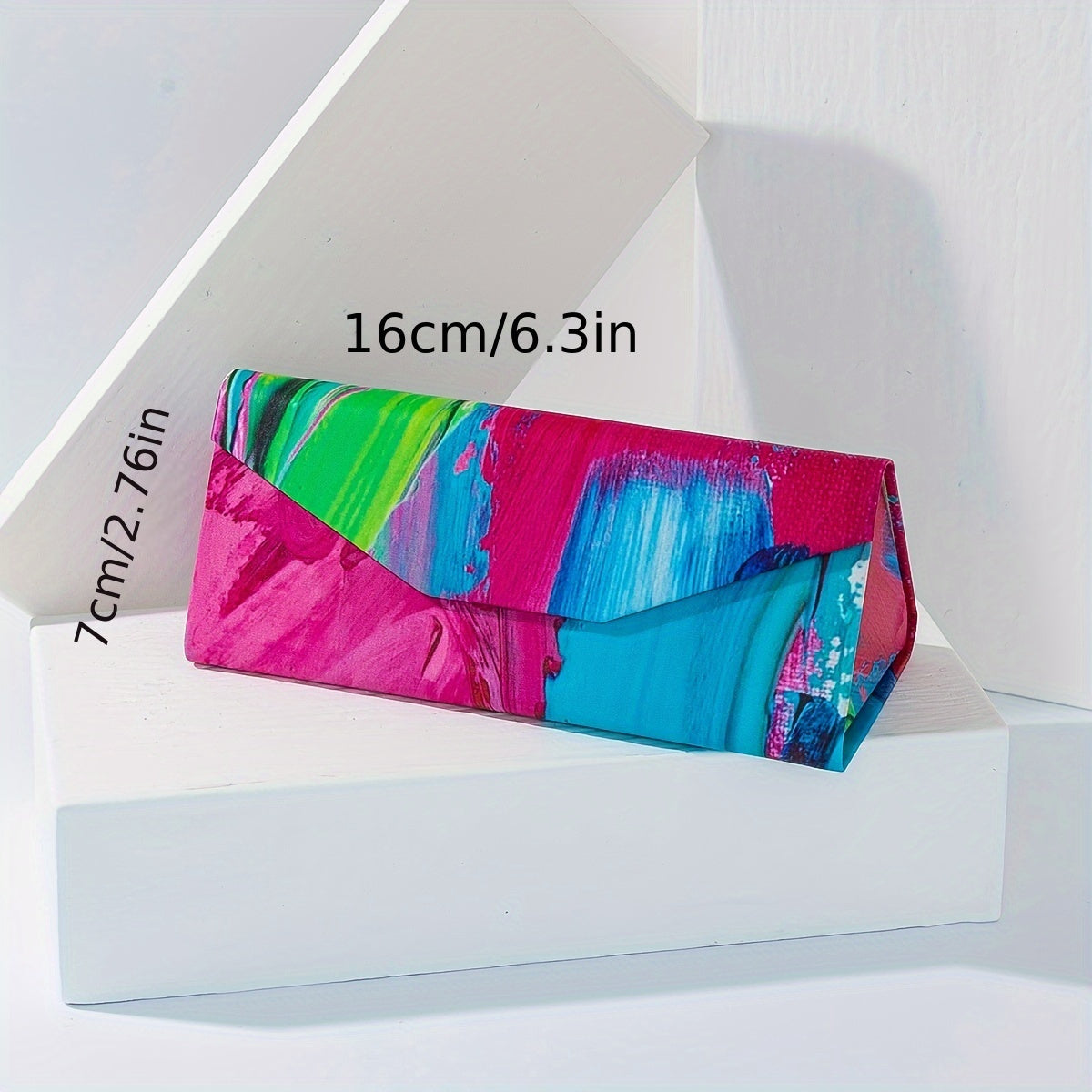 Ayollar uchun san'at rangli blokli portativ egiluvchan ko'zoynak qutisi, qattiq qopqoqli ko'zoynak saqlash qutisi, moyli rasm seriyasi dizayni bilan.