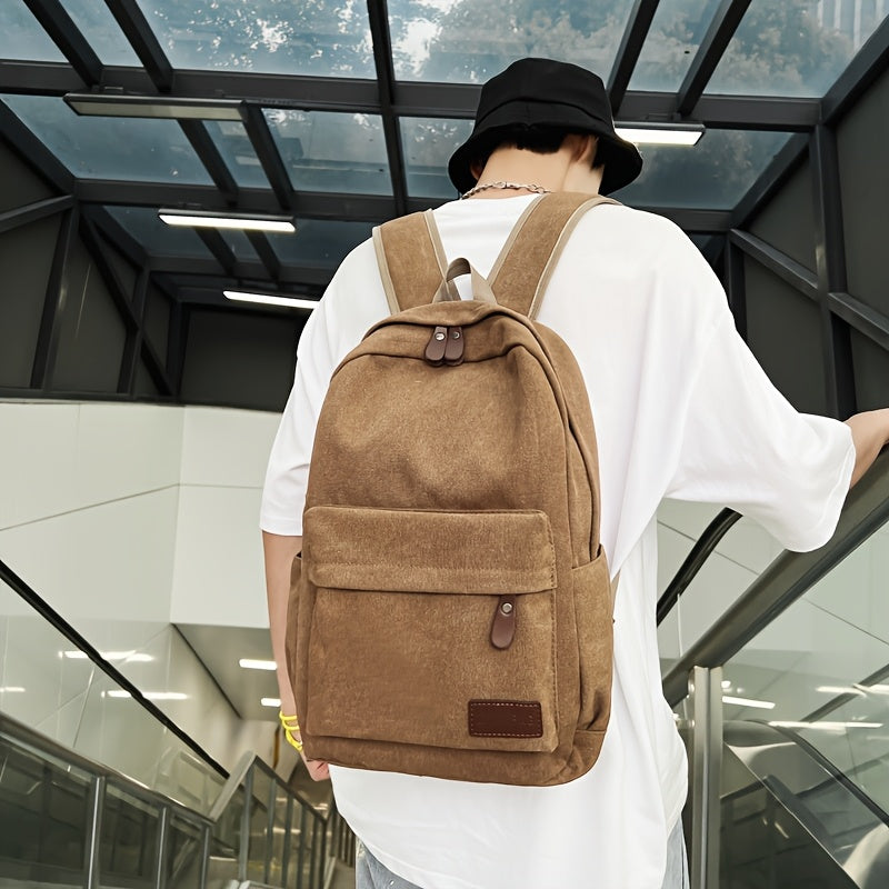 Canvas Backpack for Men Women with Adjustable Straps Fits 15-Inch Laptop for School Travel Work