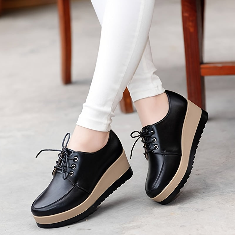 Women's Low Top Sneakers Solid Color Lace-Up All-Season PU Sole