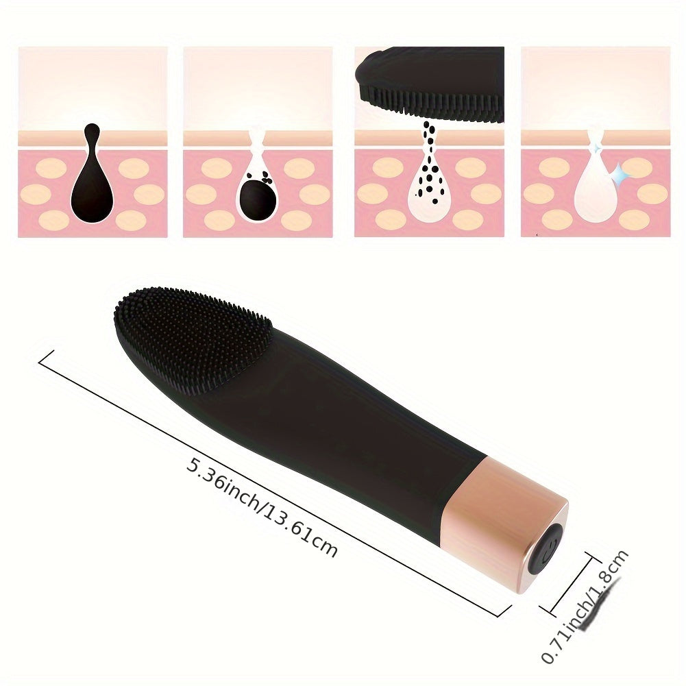 Qayta zaryadlanadigan yumshoq tuklari bilan elektr silikon yuz tozalash cho'tkasi.