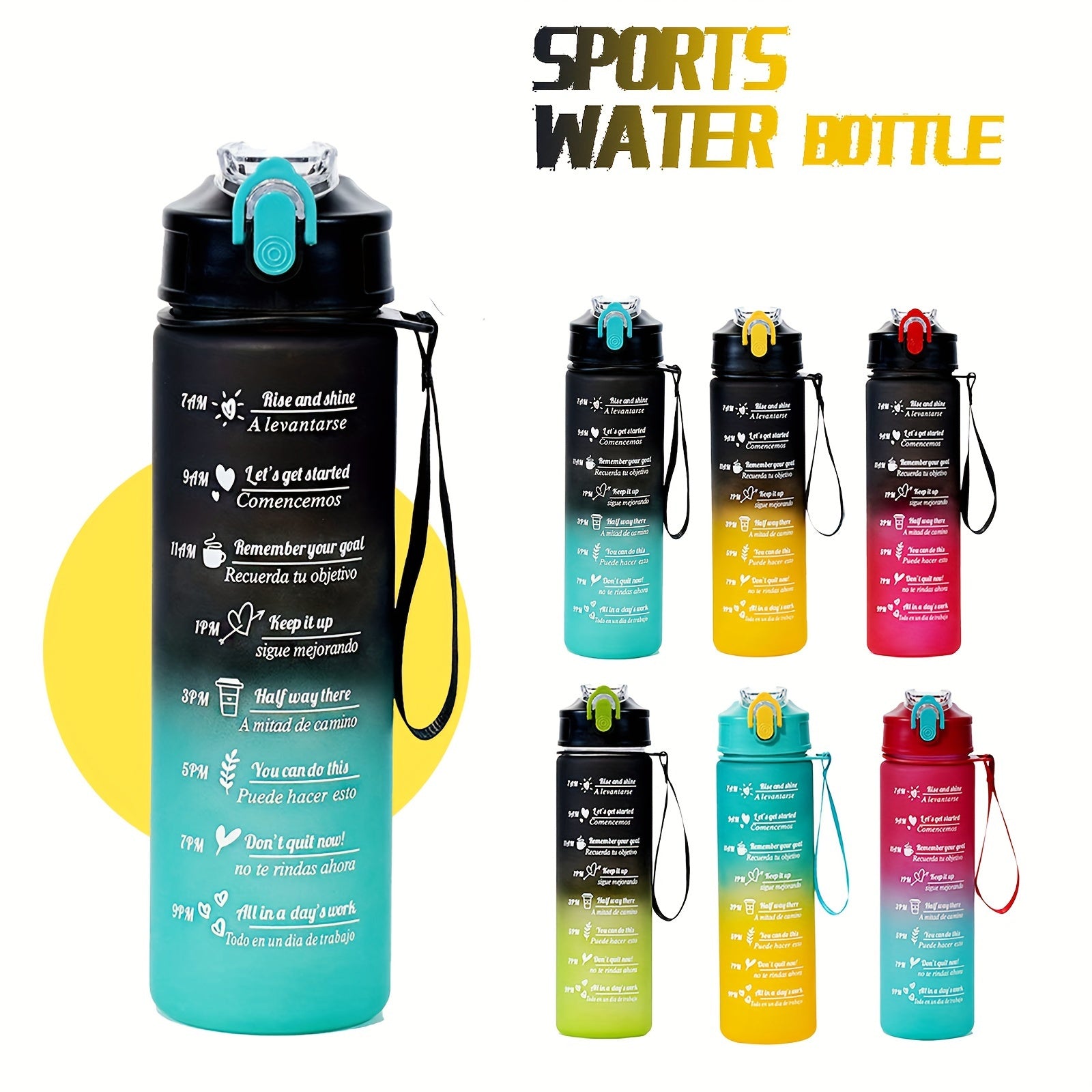 Leak-Proof Rectangular Sports Water Bottle 28oz 10.5oz BPA-Free PVC-Free