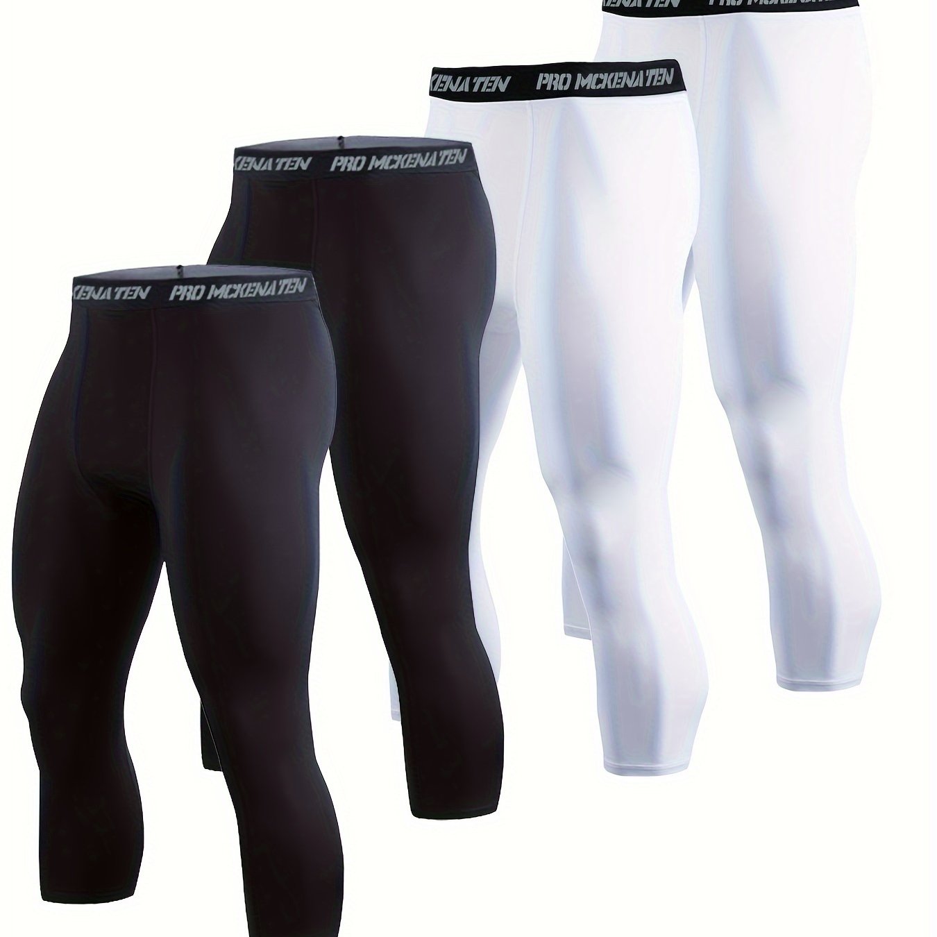 4-Piece Black Compression Leggings Set for Gym Workout Running and Training