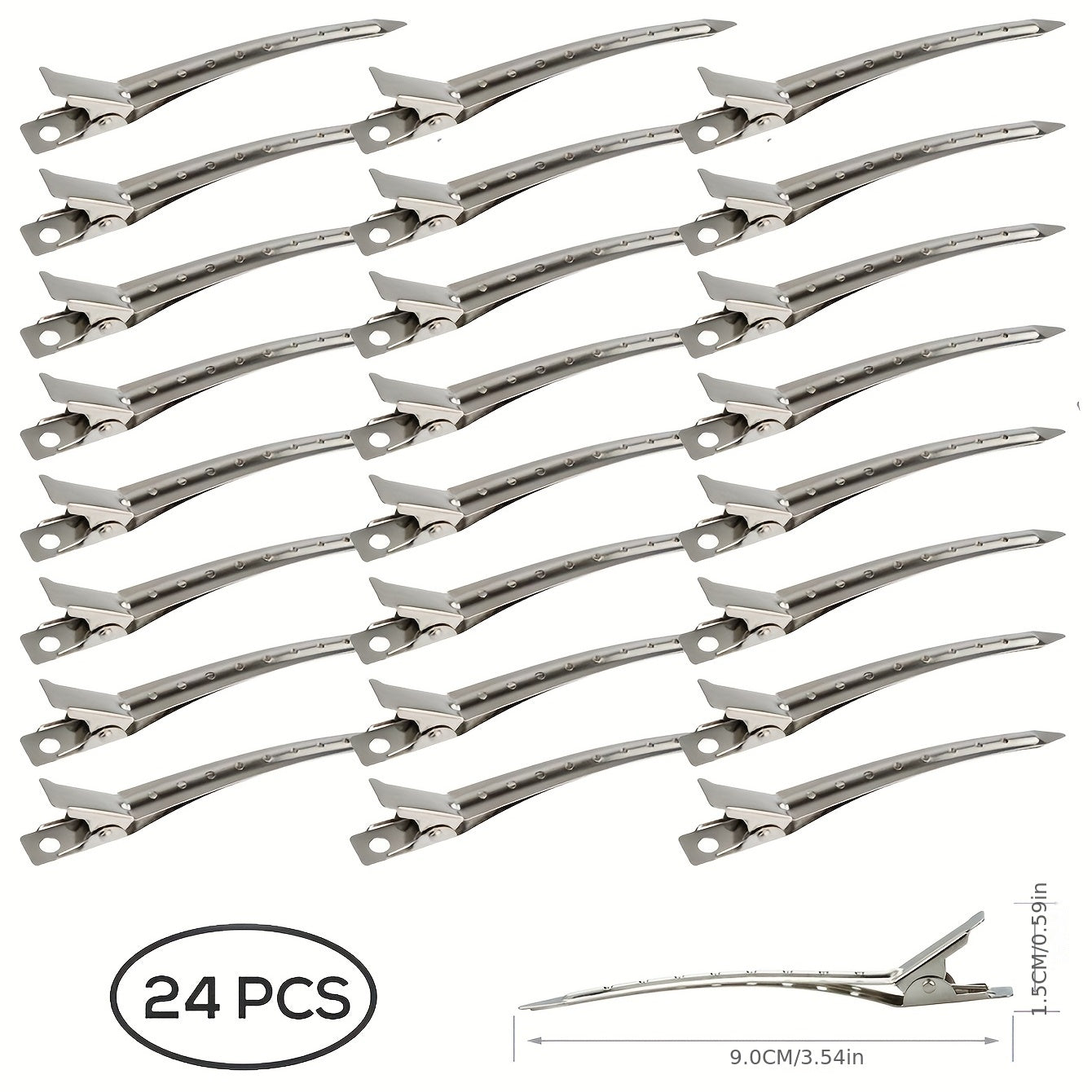 24 Pieces Hair Styling Clips for Makeup Artists and Hairdressing, Ripple and Duckbill Clips