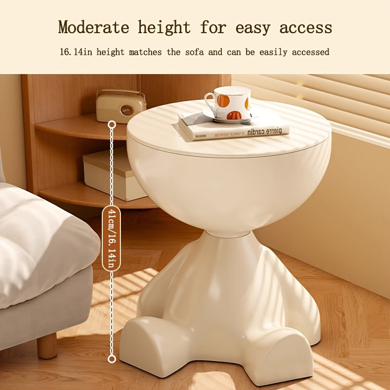 White Multi-Functional Side Table with Storage and Removable Tray