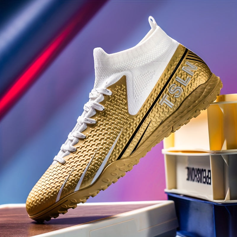 Мужские высокие футбольные бутсы для травы, дышащие, противоскользящие, для уличных тренировок