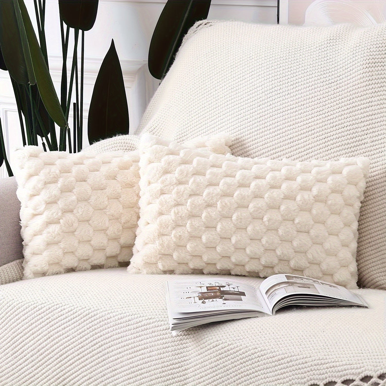 2-набор мягких подушек из искусственного меха с застежкой-молнией, машинная стирка и универсальные для домашнего декора или подарков на Рождество.