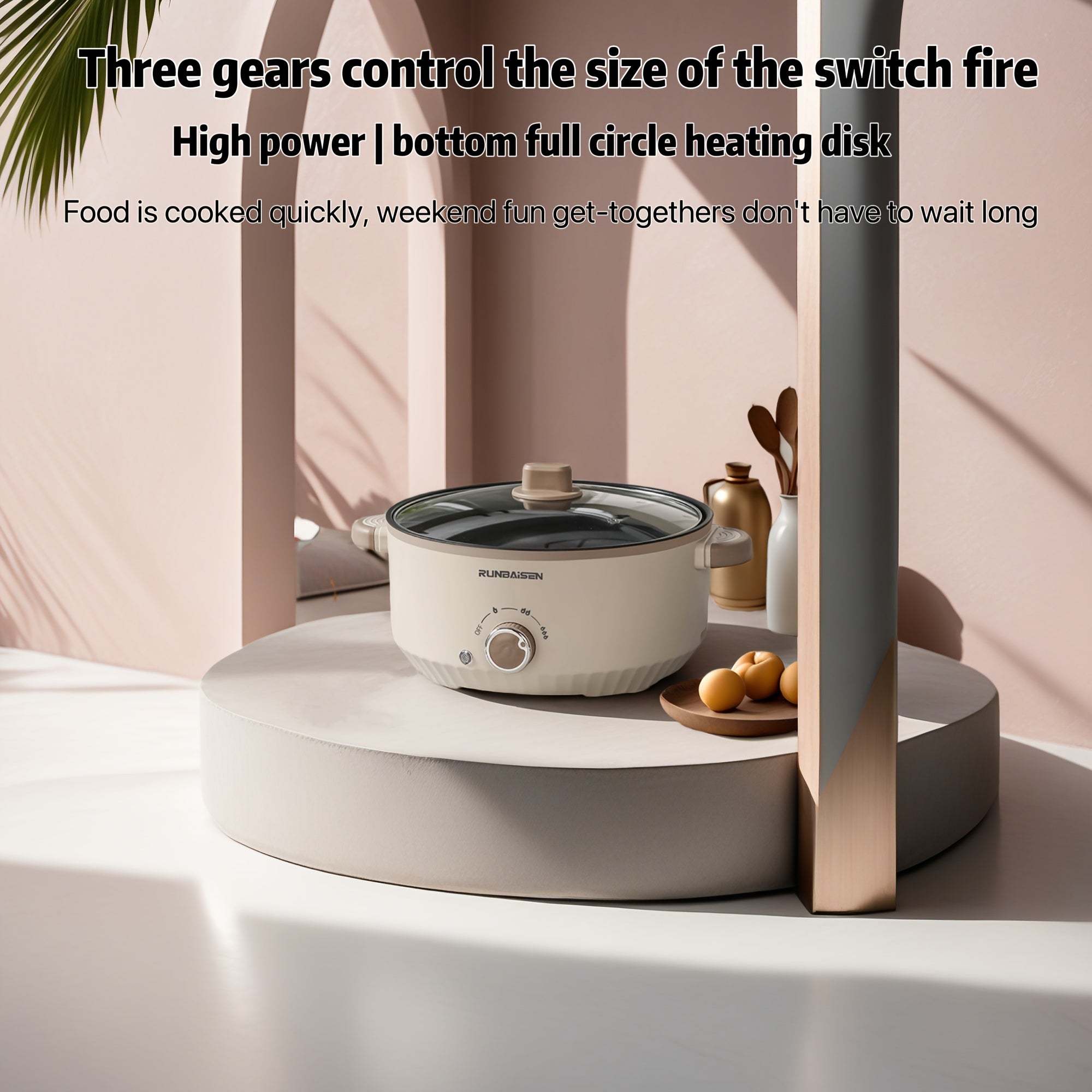 24cm Electric Cooking Pot Non-Stick Multi-Functional Quick Heating for Home Dorm Party