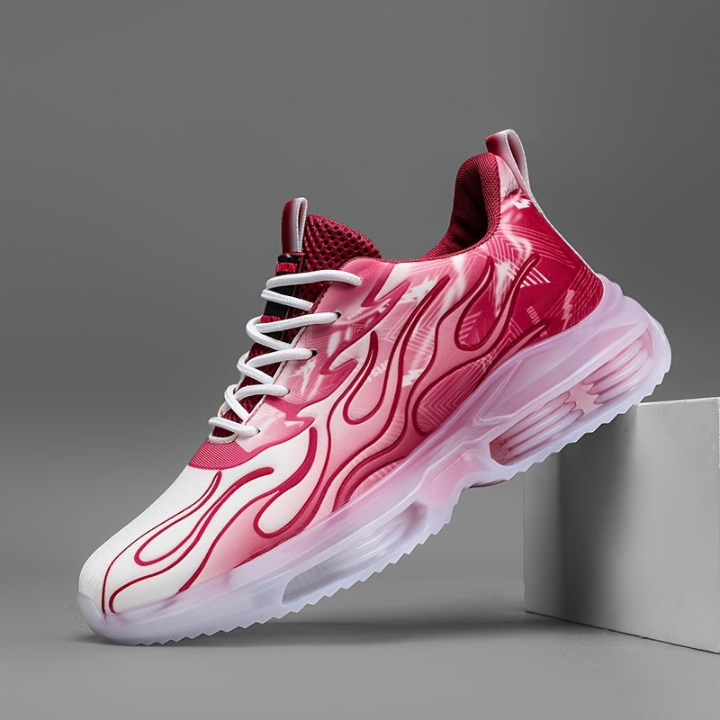 Men's Casual Athletic Sneakers Breathable Fabric Upper EVA Sole Low Top Lace-Up Striped Pattern All-Season Outdoor Comfort