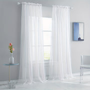 Set of 2 White Sheer Tulle Curtain Panels for Living Room or Bedroom Window Decor