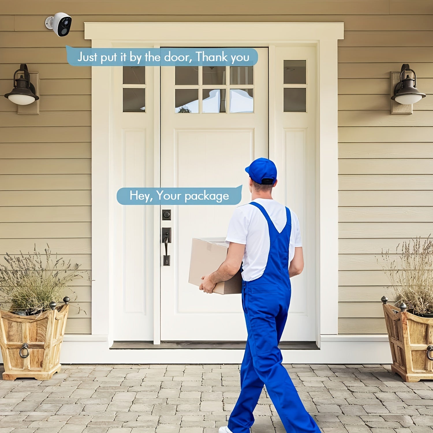 Беспроводная уличная камера видеонаблюдения 2K 3MP с прожектором, сиреной, двусторонним звуком, цветным ночным видением, AI-распознаванием