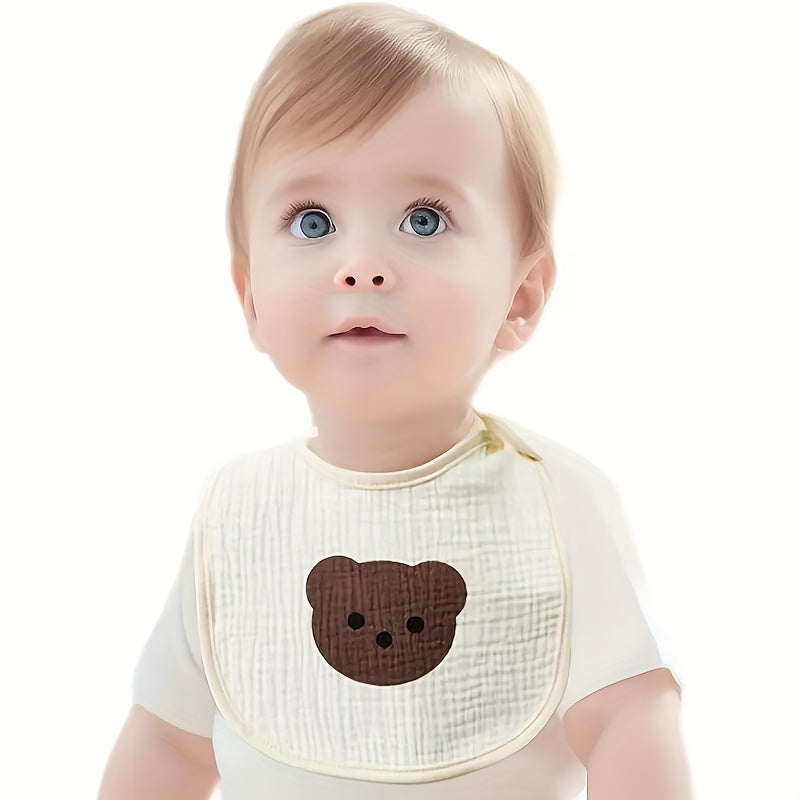 Set of 2 Cotton Gauze Baby Bibs U-Shaped Waterproof Printed Burp Cloths and Saliva Towels