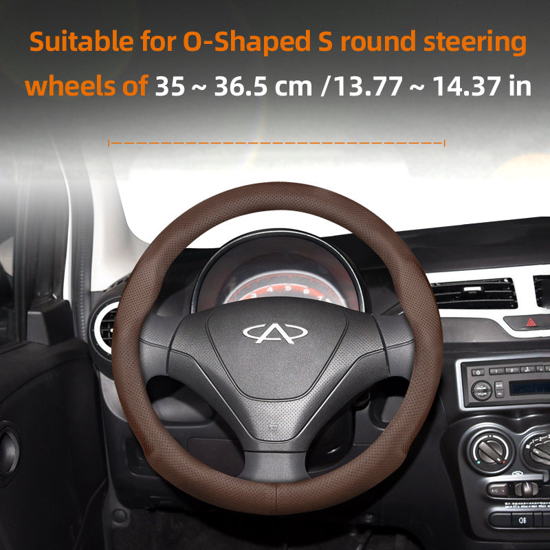 Universal Leather Steering Wheel Cover Breathable Thin Car Accessory Black Burgundy Brown