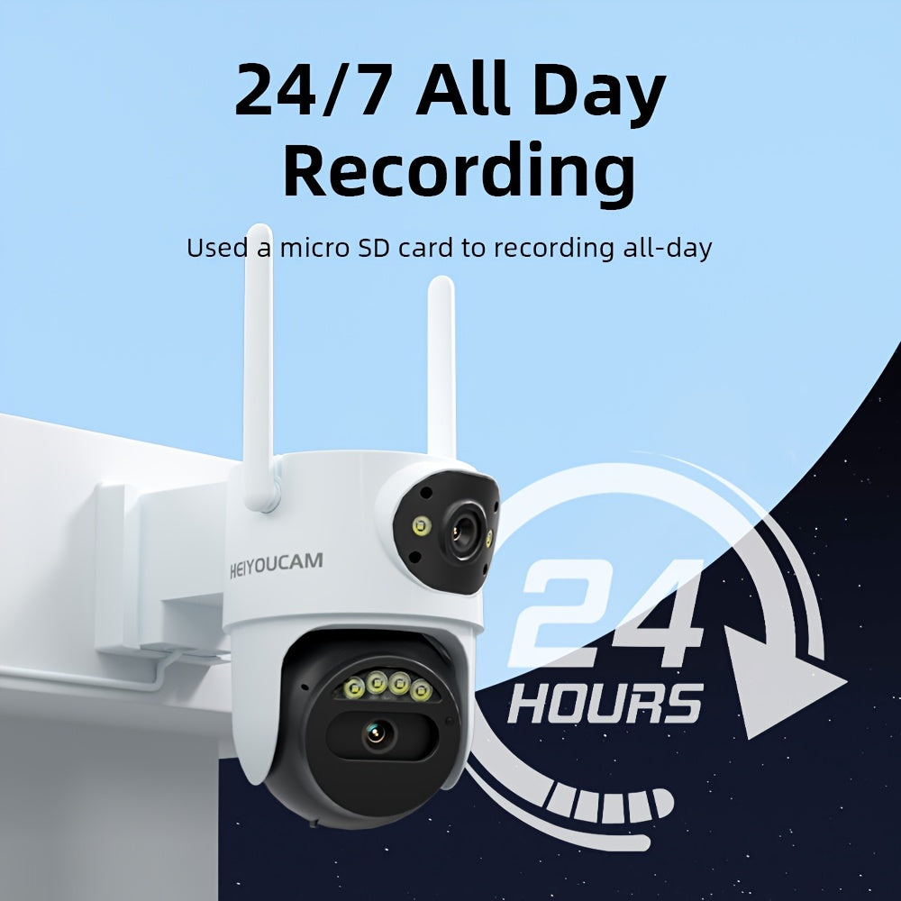 3MP Dual Lens Outdoor Security Camera with AI Tracking Night Vision and Two-Way Audio