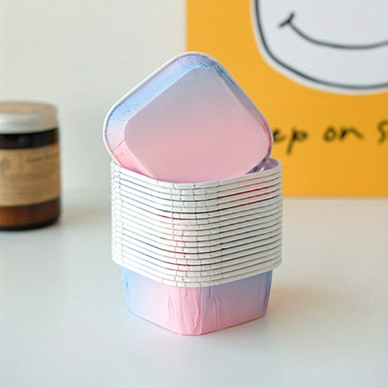 Set of 50 Colorful Foil Cupcake Liners with Lids, Oil-Proof Muffin Cups for Baking