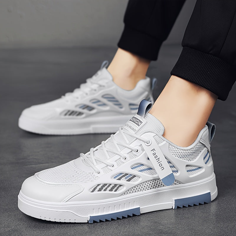 Men's Mesh Skateboarding Shoes Low Top Striped Pattern Casual Sneakers for Spring Summer Fall