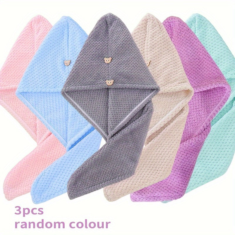 Women's Coral Velvet Hair Towel Set 1/3 Pcs Quick Dry Soft Absorbent