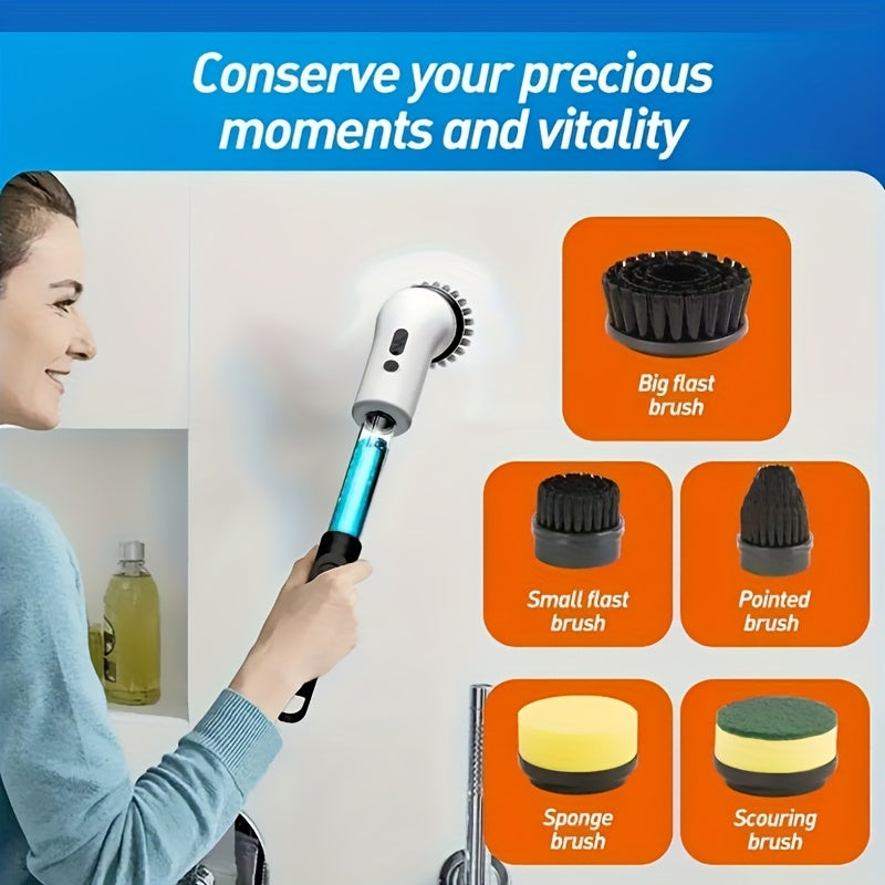 Беспроводная электрическая щетка для уборки с двойной скоростью, USB-зарядка, литиевая батарея, время работы 3 часа для пола, ванной комнаты, плитки