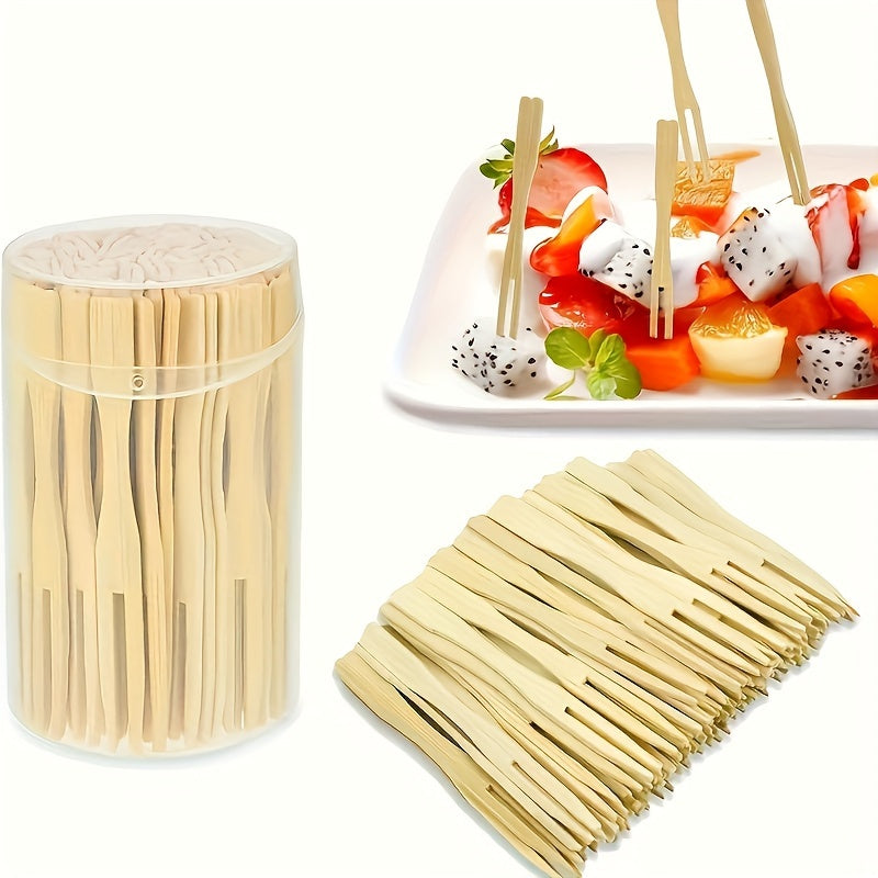 Disposable Mini Food Forks 100 Pack Double Fork Fruit Cocktail Party Tableware