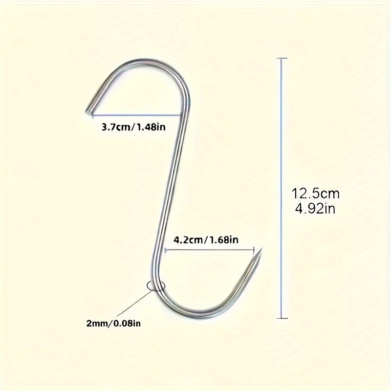 20 Pcs Stainless Steel S-Hooks for Meat Processing and Smoking