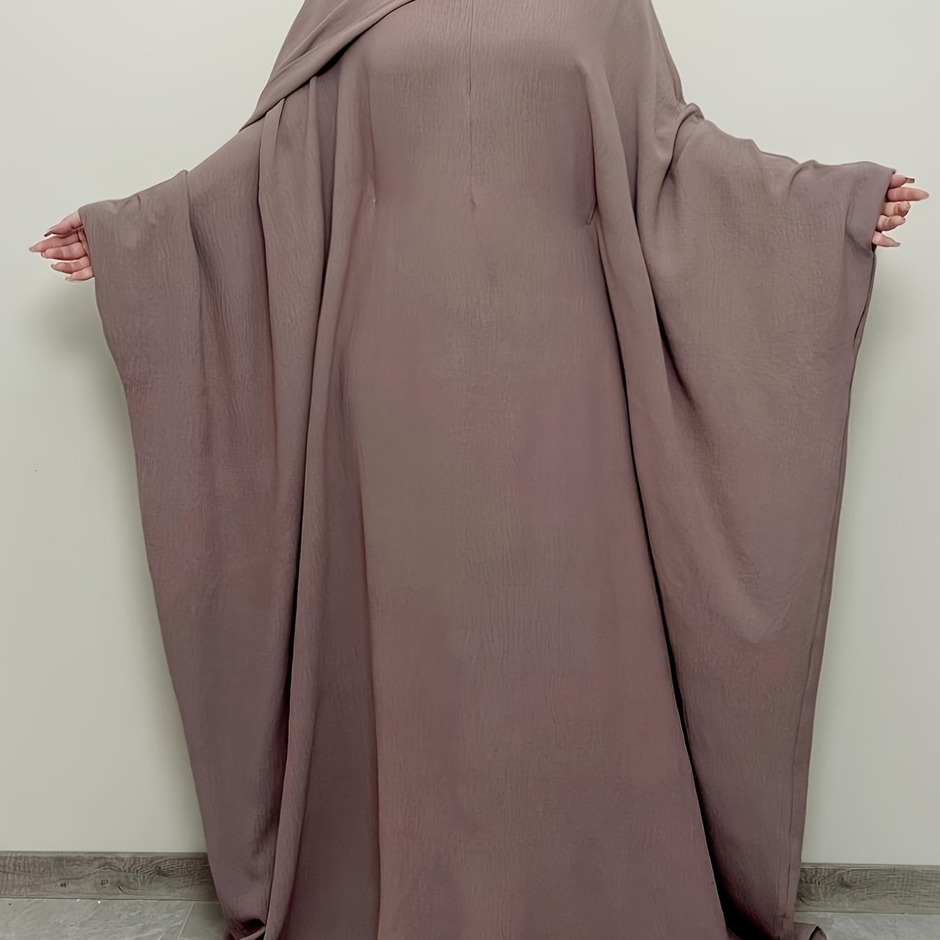 Plus Size Polyester Kaftan Abaya with Hijab Set for Muslim Women