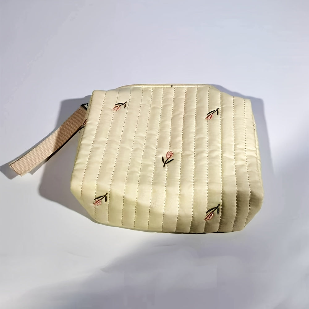 Multifunctional Quilted Diaper Bag with Embroidery for Moms and Babies