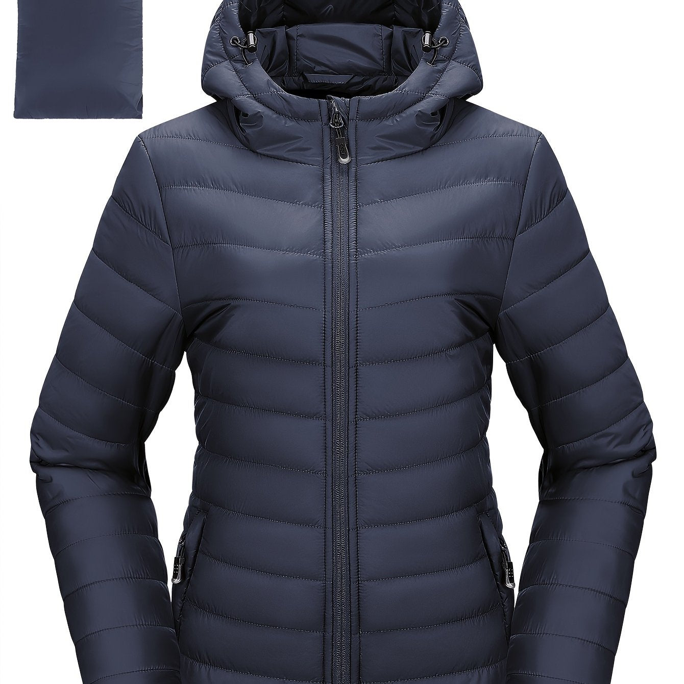 Women's Packable Quilted Puffer Jacket with Hood Waterproof Insulated Teal Blue