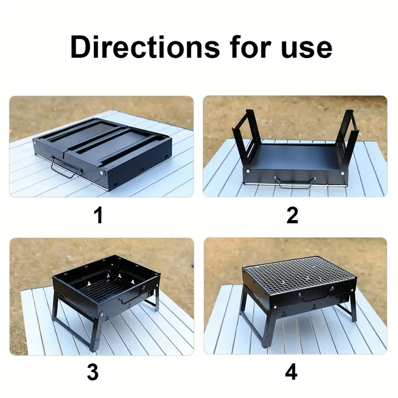 Sayohat uchun portativ mini ko'mir grill, lager, piknik va barbekyu uchun mukammal, osonlik bilan yopiladigan dizayni bilan mazali ovqat pishiring.