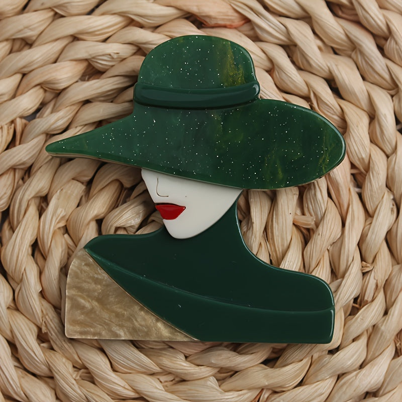 African Inspired Acrylic Brooches for Women Human Head Design Elegant Jewelry