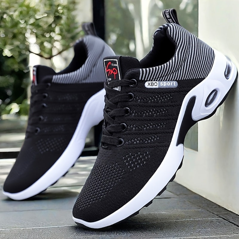 Men's Breathable Running Shoes Lightweight Knit Shock Absorption Anti-Slip Low-Top Sneakers