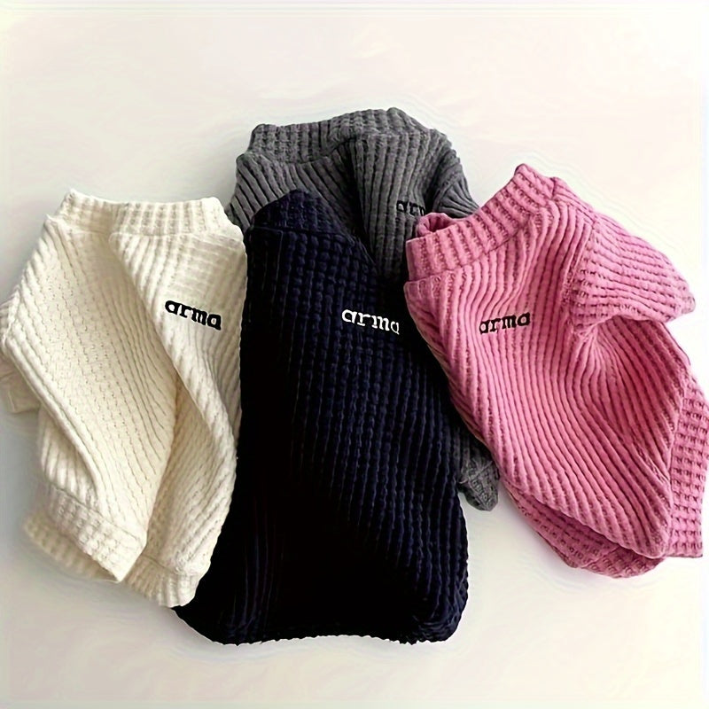 Knitted Pet Sweater for Small Dogs with Pineapple Grid Pattern in Multiple Colors