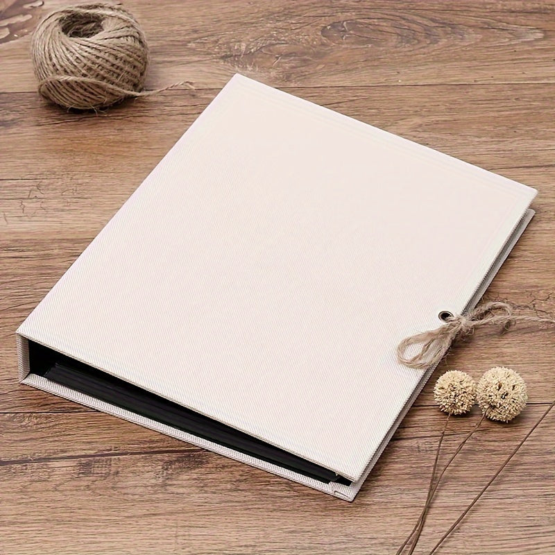 Refillable Linen Photo Album with 30 Sheets Black Pages for Weddings and Celebrations