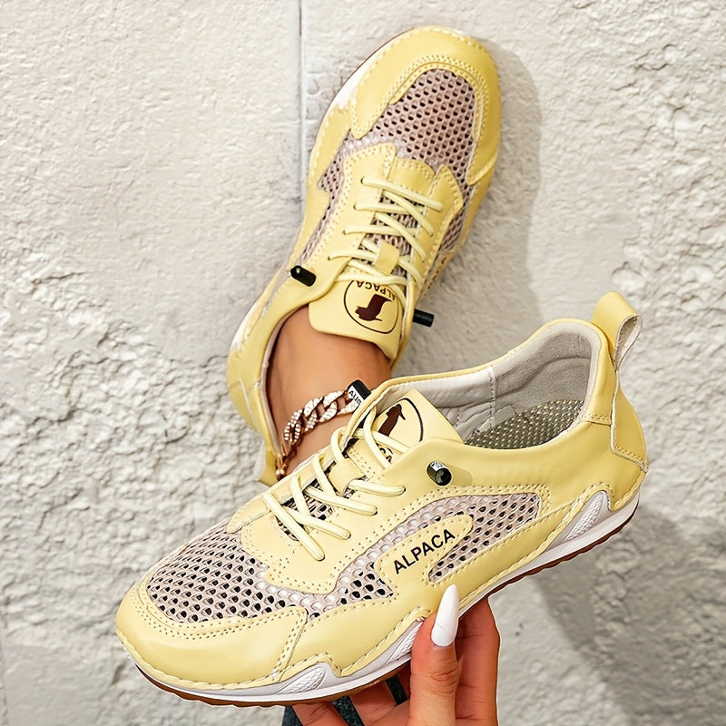 Women Breathable Mesh Sports Shoes Lightweight Slip-Resistant Casual Sneakers White Black