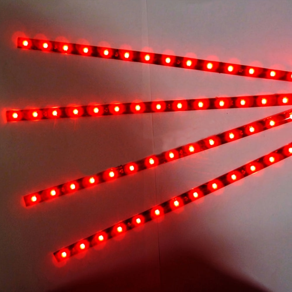 Luces de tira LED multicolor de 4 piezas, flexibles para coche y motocicleta, iluminación ambiental bajo el chasis