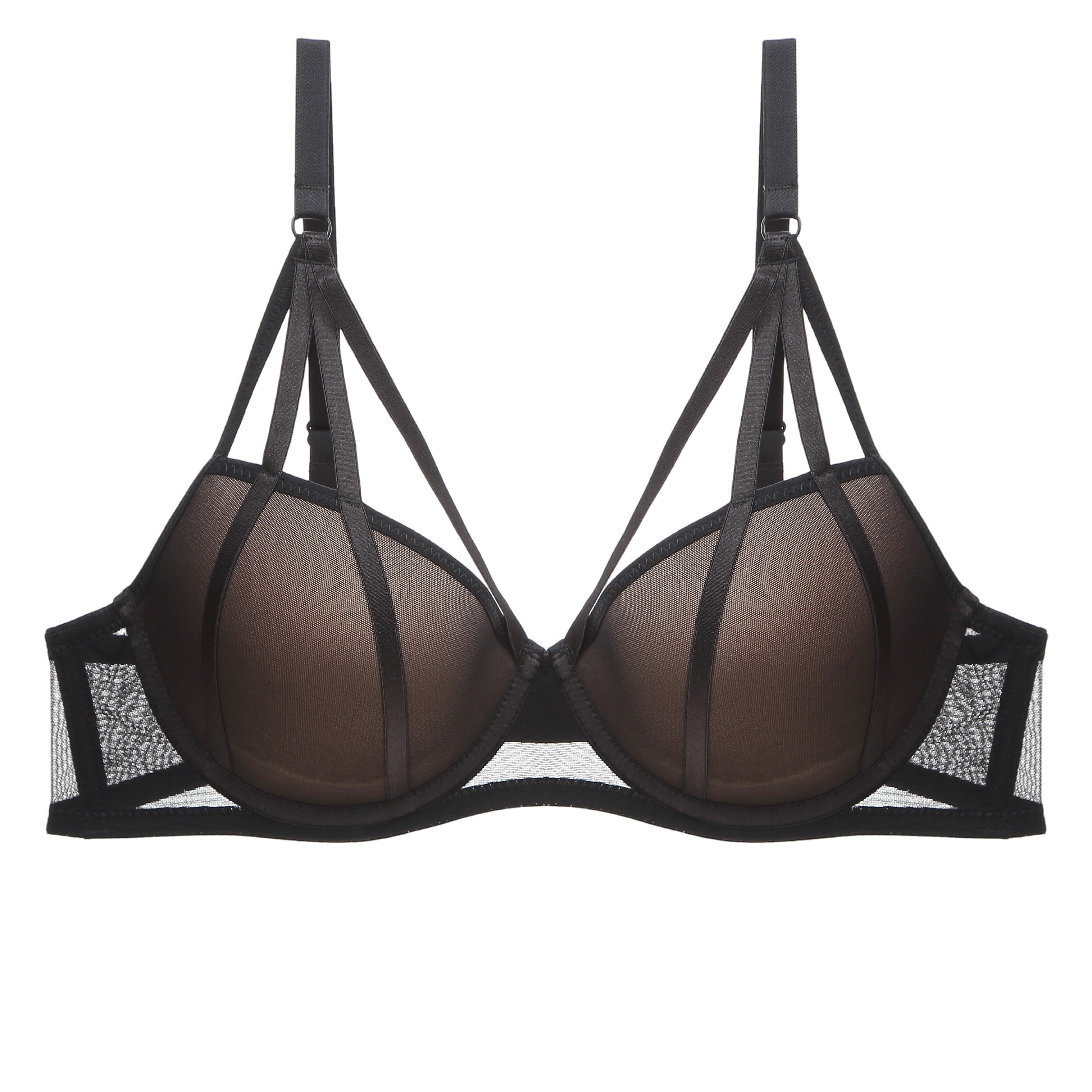 Women's Mesh Thick Cup Bra with Gathered Design Lingerie