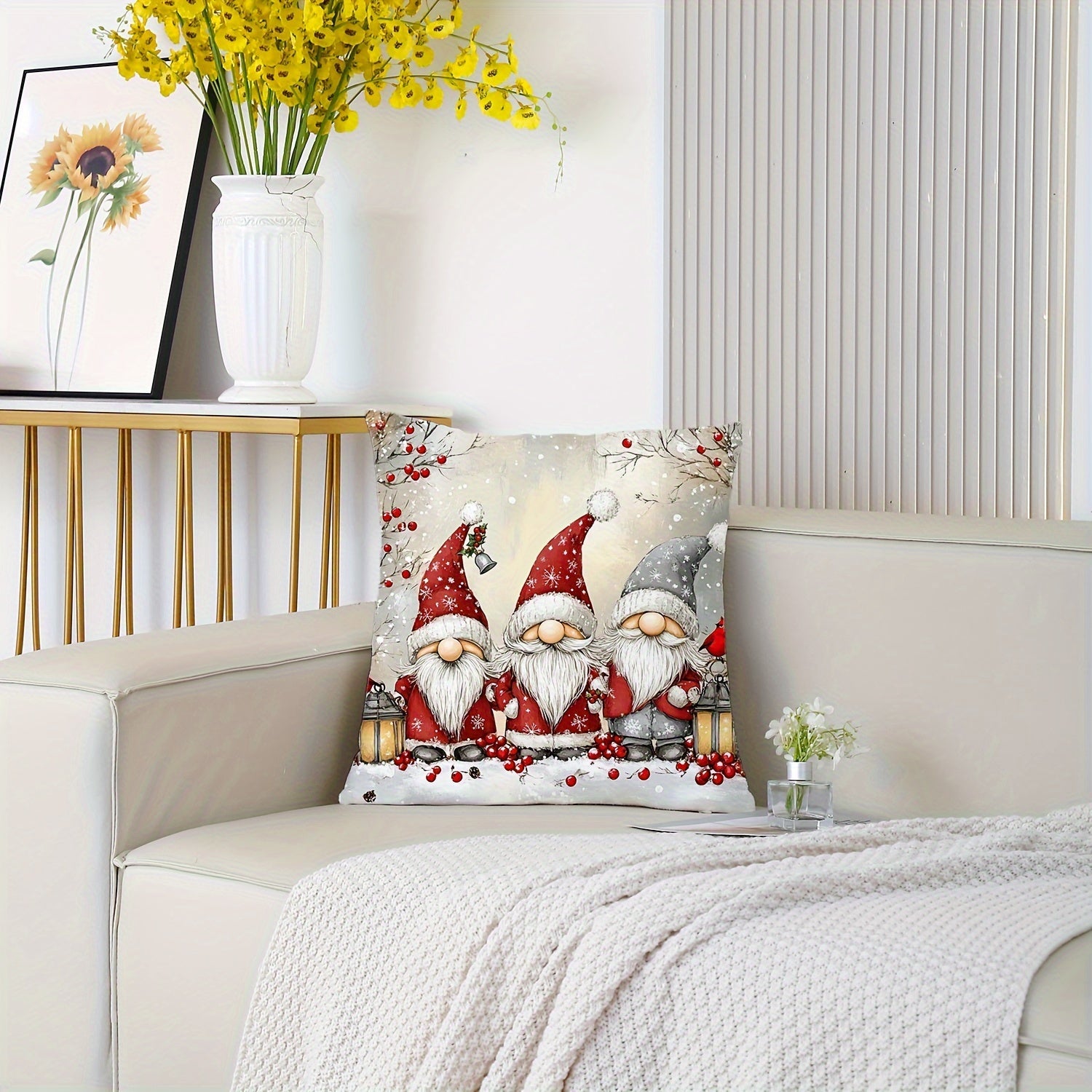 Christmas Pillowcase Soft Modern 44.96cm x 44.96cm Single Side Print Polyester for Living Room Bedroom