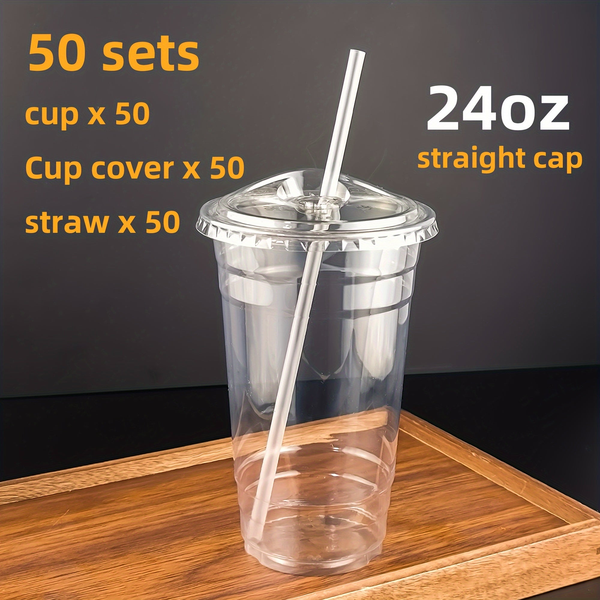 25 Sets 24oz Clear Plastic Cups with Lids and Straws for Cold Drinks