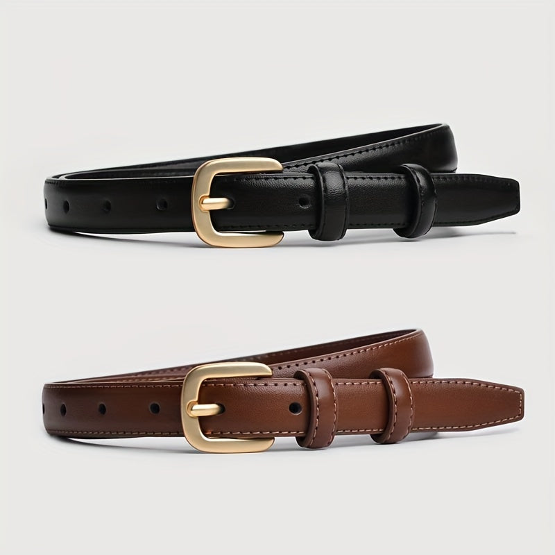 Women's Slim PU Belt with Pin Buckle for Jeans and Pants