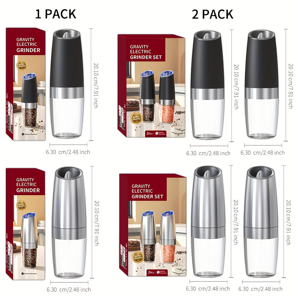 1/2 pcs Electric Pepper Salt Grinder Gravity Sensor Coarse Adjustable One-Handed Battery