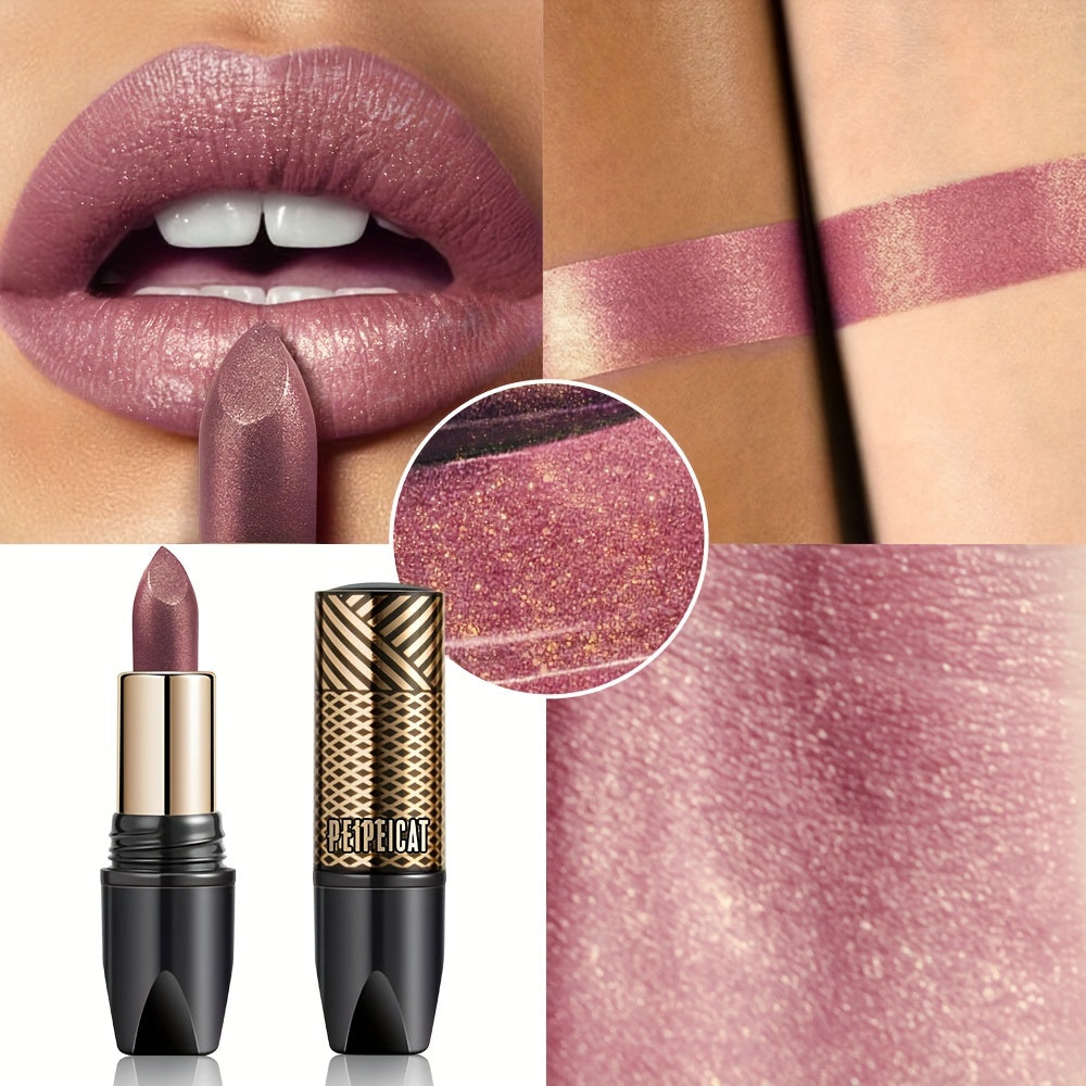 Mujer lápiz labial no difuminar burdeos oro brillo brillo duradero brillante