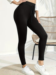 Plus Size Women's Black Slim Fit Leggings Spring Autumn Tights