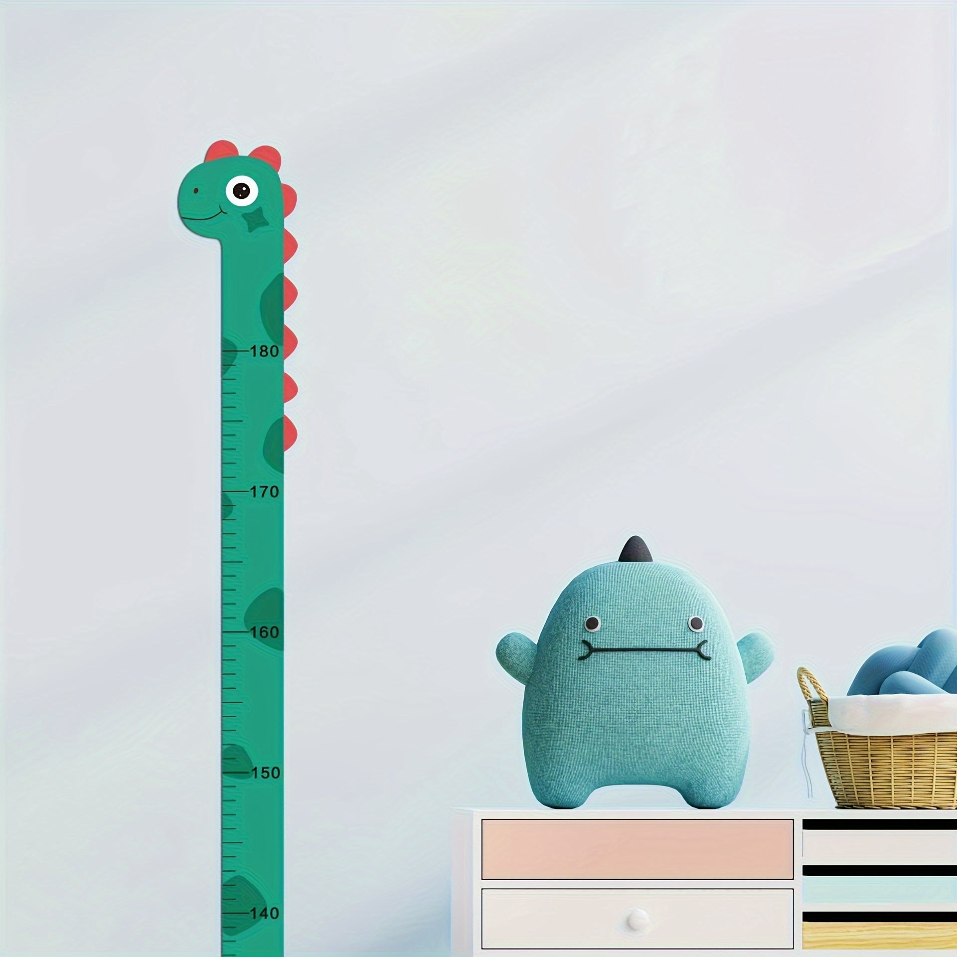 Animal Print Giraffe and Dinosaur Height Chart Wall Decals Vinyl for Kids Room Decor