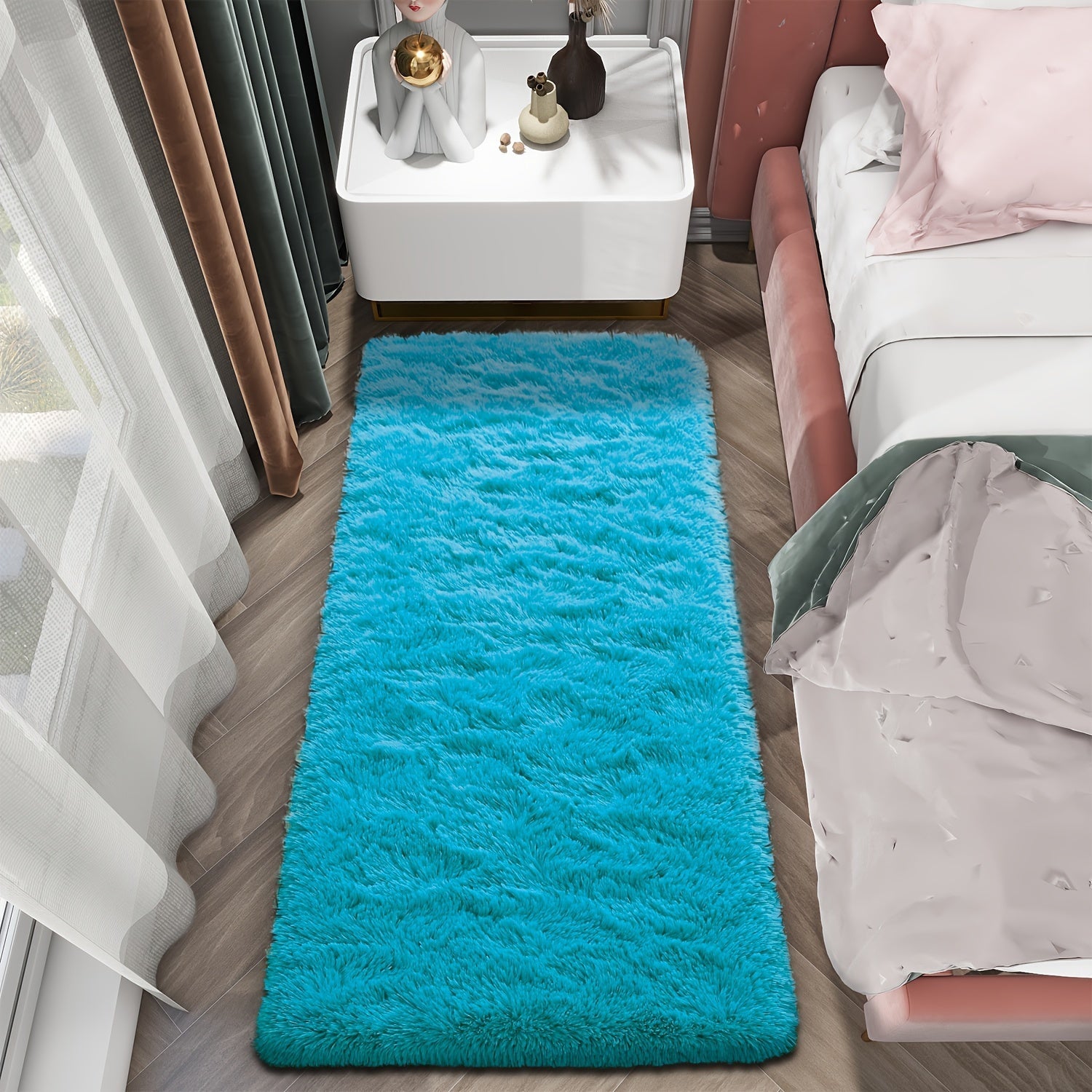 Yumshoq gradient rangli shaggy maydon, polyester maydon yashash xonasi, yotoqxona, divan, yotoq yonida, bay window uchun, mashinada yuvish mumkin, turli o'lchamlarda mavjud