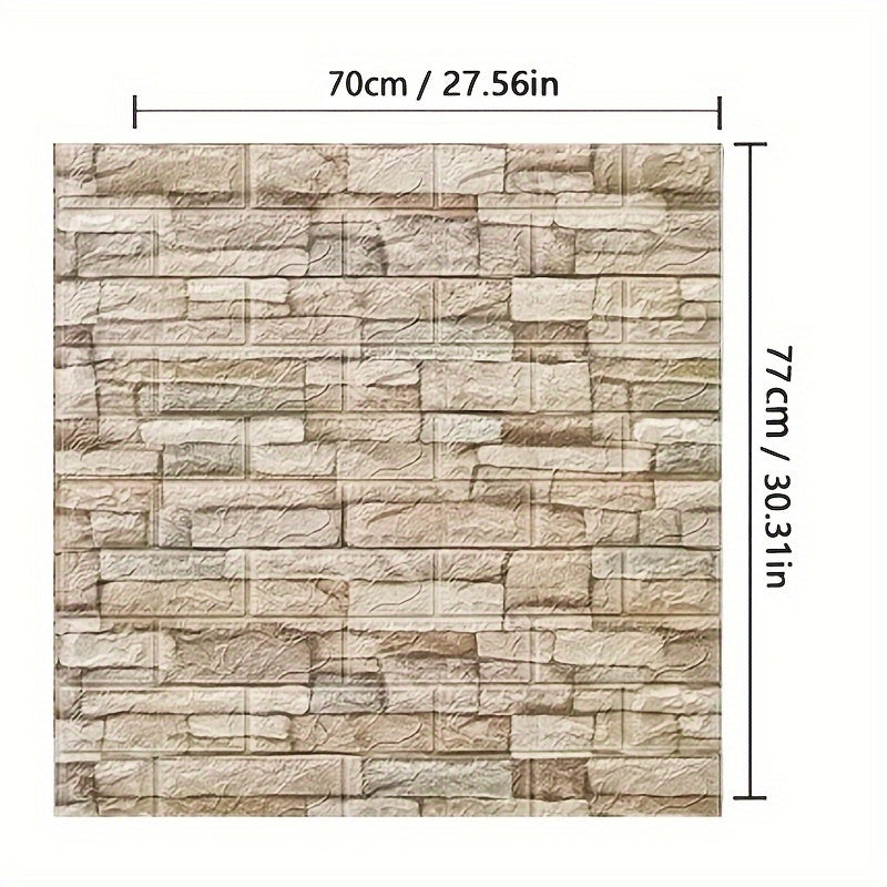 10pcs Self-Adhesive PVC 3D Brick Wall Stickers for Home Decor Bedroom Bathroom