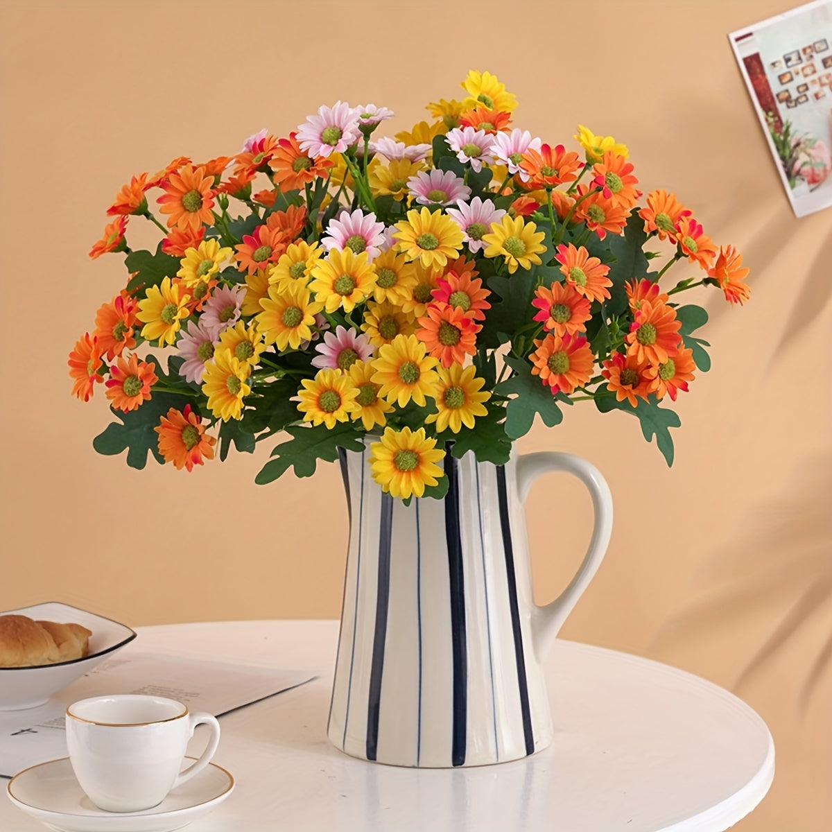 Juego de 21 margaritas de plástico resistentes a los rayos UV para decoración de jardín exterior