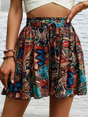 Shorts de verano con cinturilla de lazo y estampado floral de cachemira para mujer