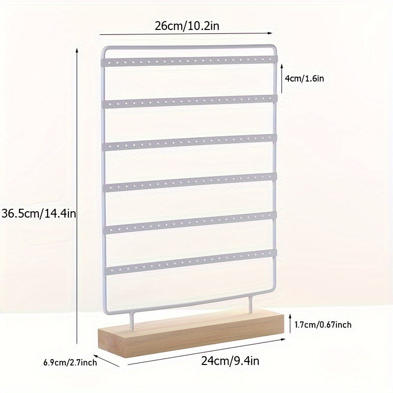 Jewelry Organizer Stand with 6 Metal Layers and Wooden Base for Earrings