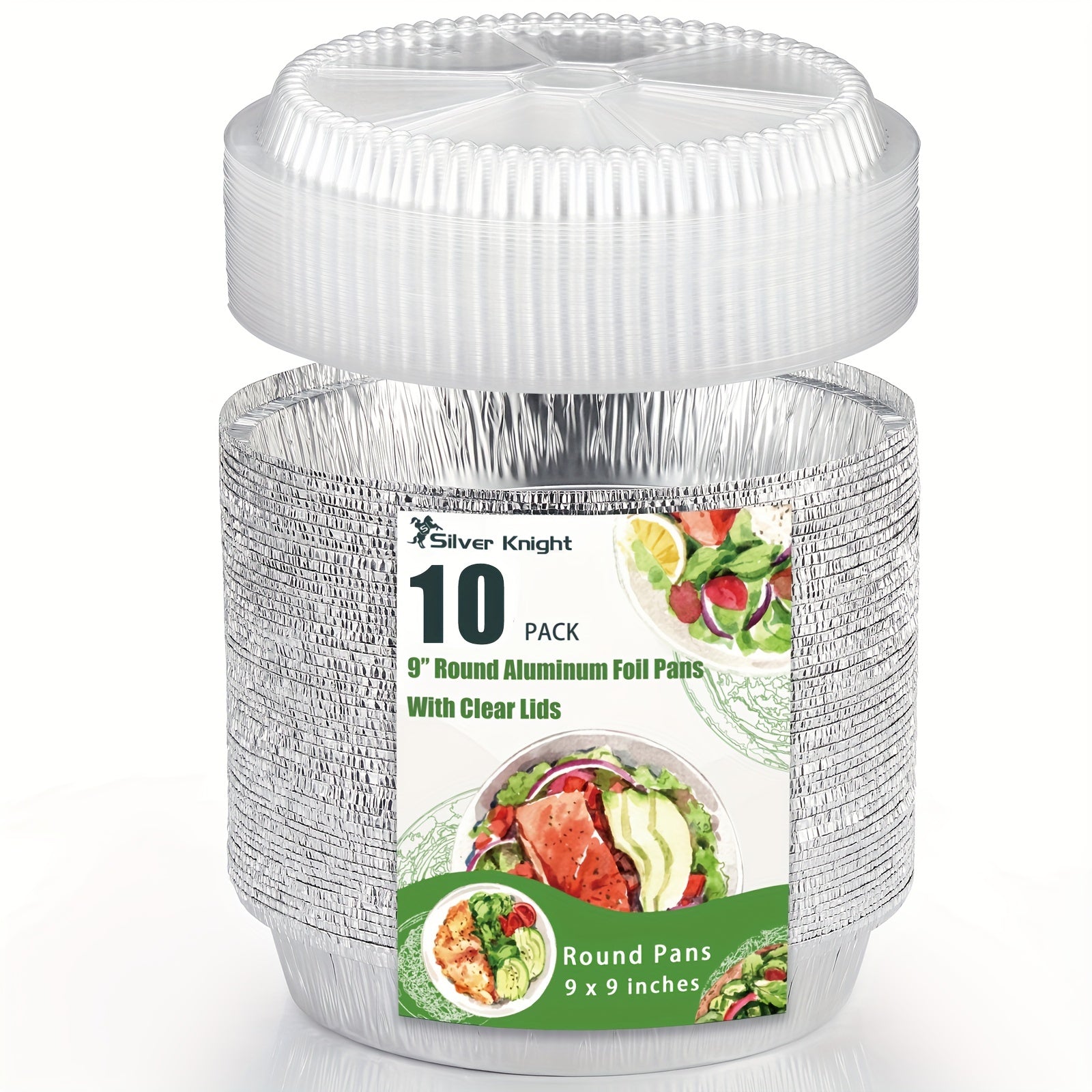 Disposable Aluminum Foil Pans 10-20 Pieces 22.86 cm with Clear or Board Lids for Baking Cooking and Reheating