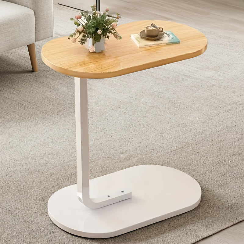 Walnut Sofa Side Table with Black Frame, Space-Saving End Table for Living Room or Bedroom