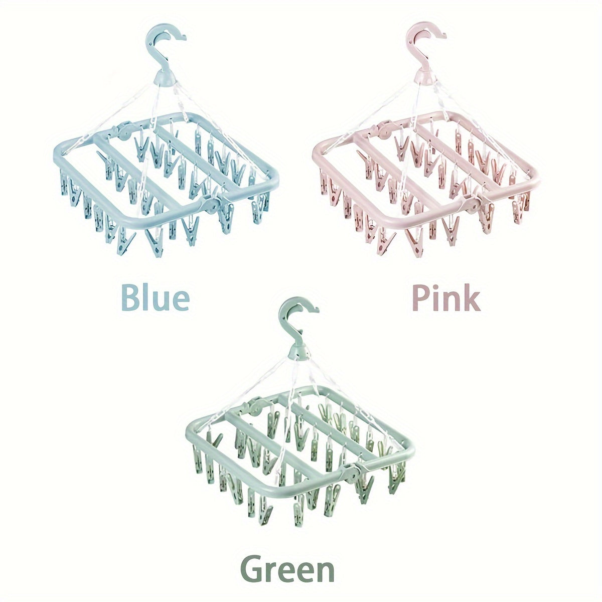 Tendedero plegable con 32 pinzas, gancho giratorio de 360°