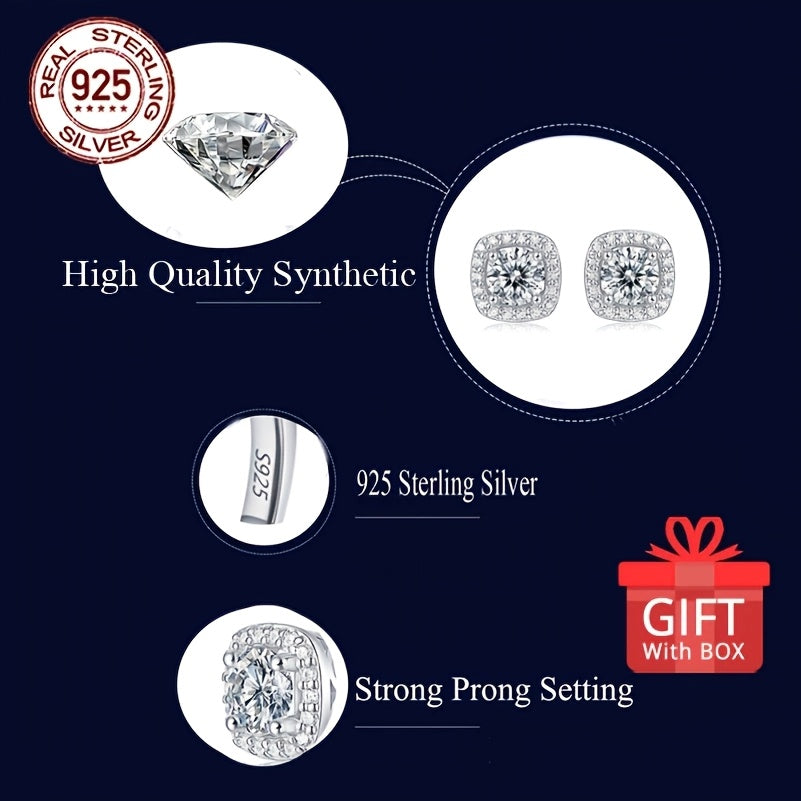 Sterling Silver Yurak shaklidagi Zirconia Stud Earinglar, gipoallergik sovg‘a qutisi